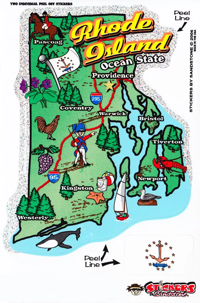 Rhode Island State Map Die Cut Sticker