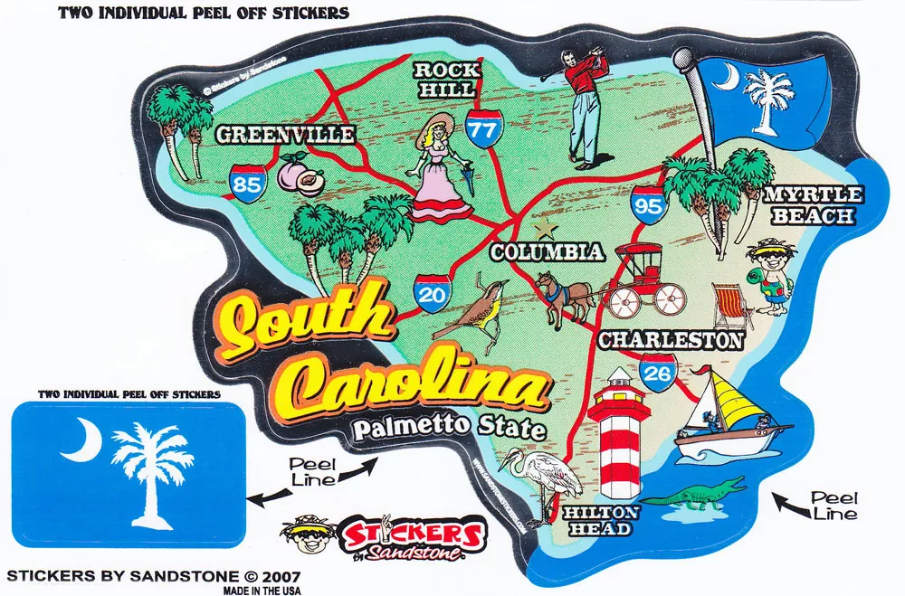 South Carolina State Map Die Cut Sticker