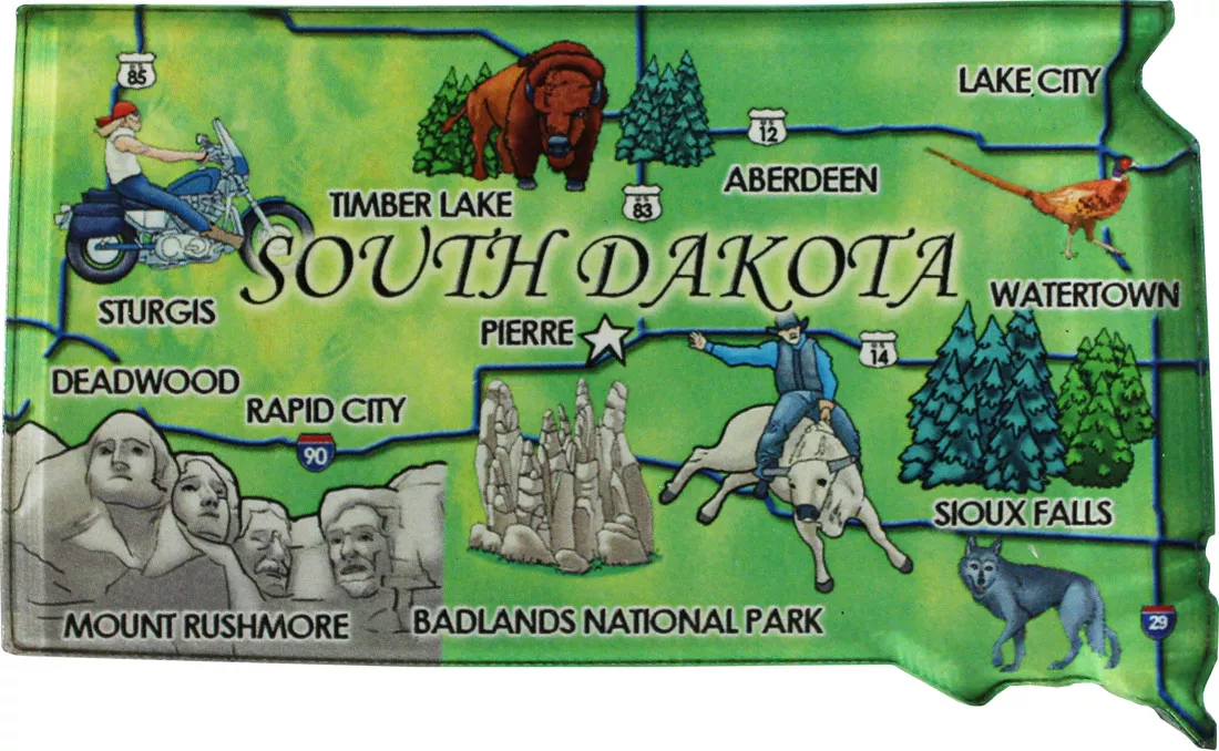 South Dakota Acrylic State Map Magnet