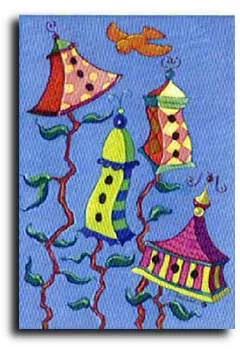 Spring Birdhouses Toland Art Banner