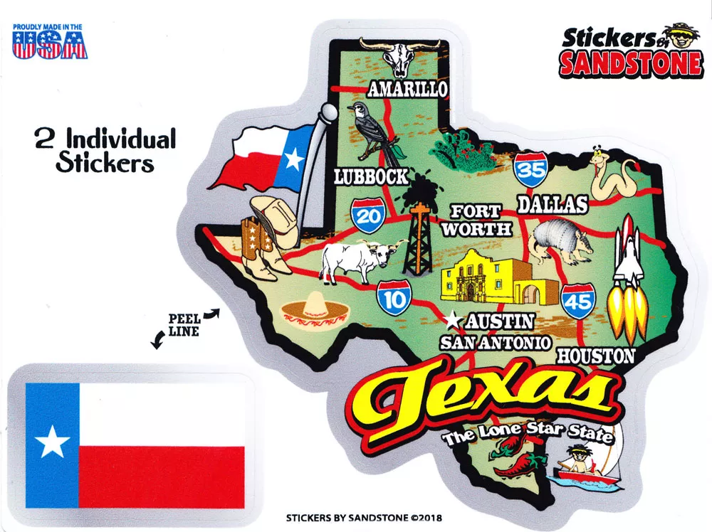 Texas State Map Die Cut Sticker