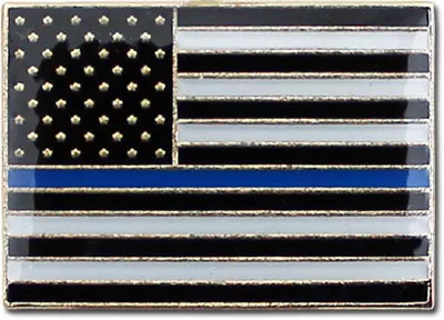 Thin Blue Line (USA) Lapel Pin (Rectangular)