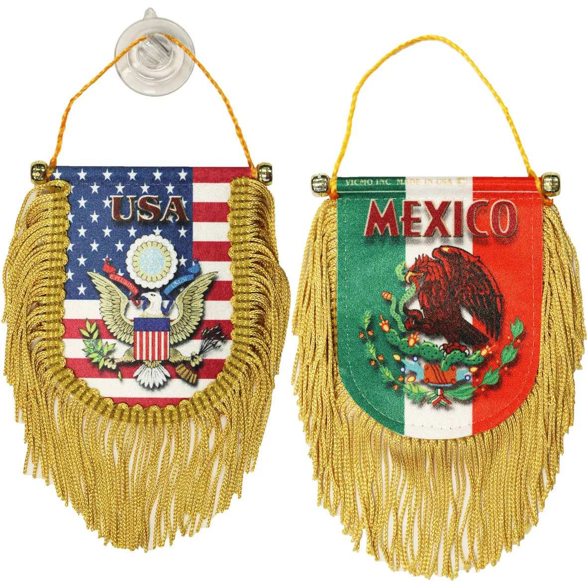 USA-Mexico - Double Sided Window Hanging Flag (Shield)