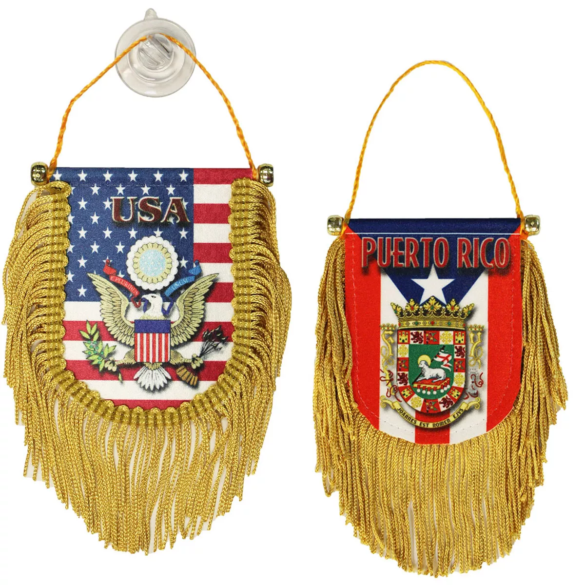 USA-Puerto Rico - Double Sided Window Hanging Flag (Shield)