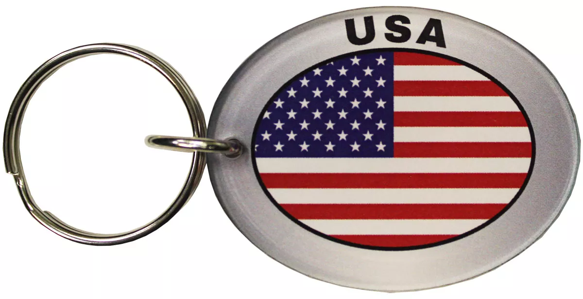 USA Oval Acrylic Keyring