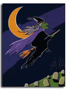 Witch on Broom Decorative Banner