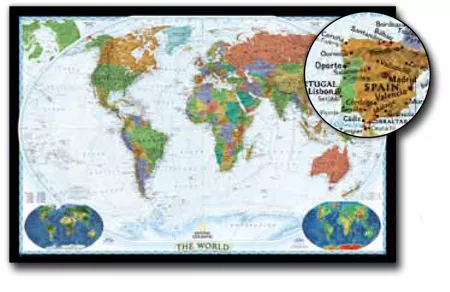 World National Geographic - 31" x 46" Wall Map (Decorator - Laminated)