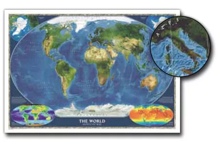 World National Geographic Map - 44" x 32"  (Satellite - Laminated)