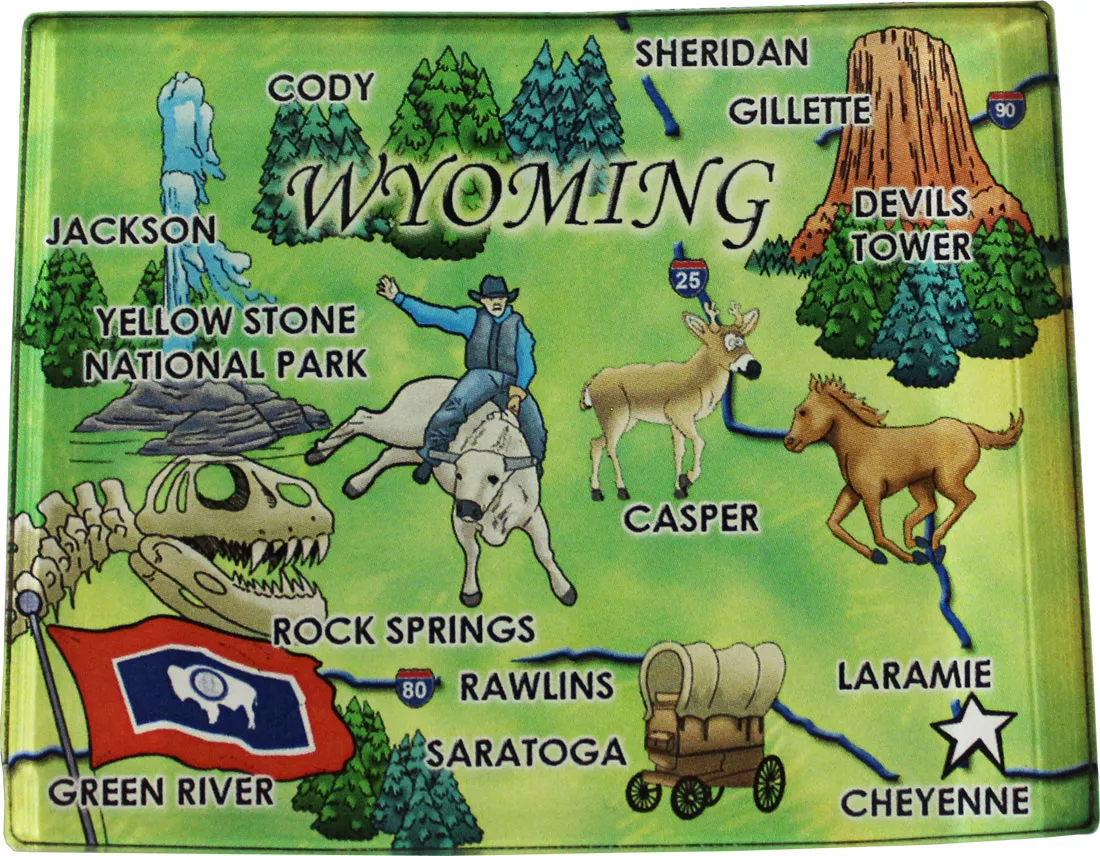Wyoming Acrylic State Map Magnet