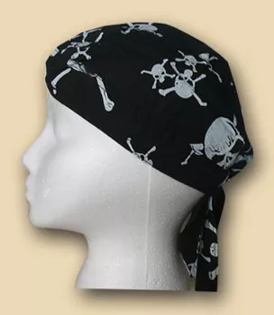 Black Skulls/Crossbones Headwrap - Black