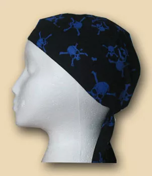 Tossed Blue Skulls Headwrap - Blue