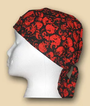 Tossed Red Skulls Headwrap - Red