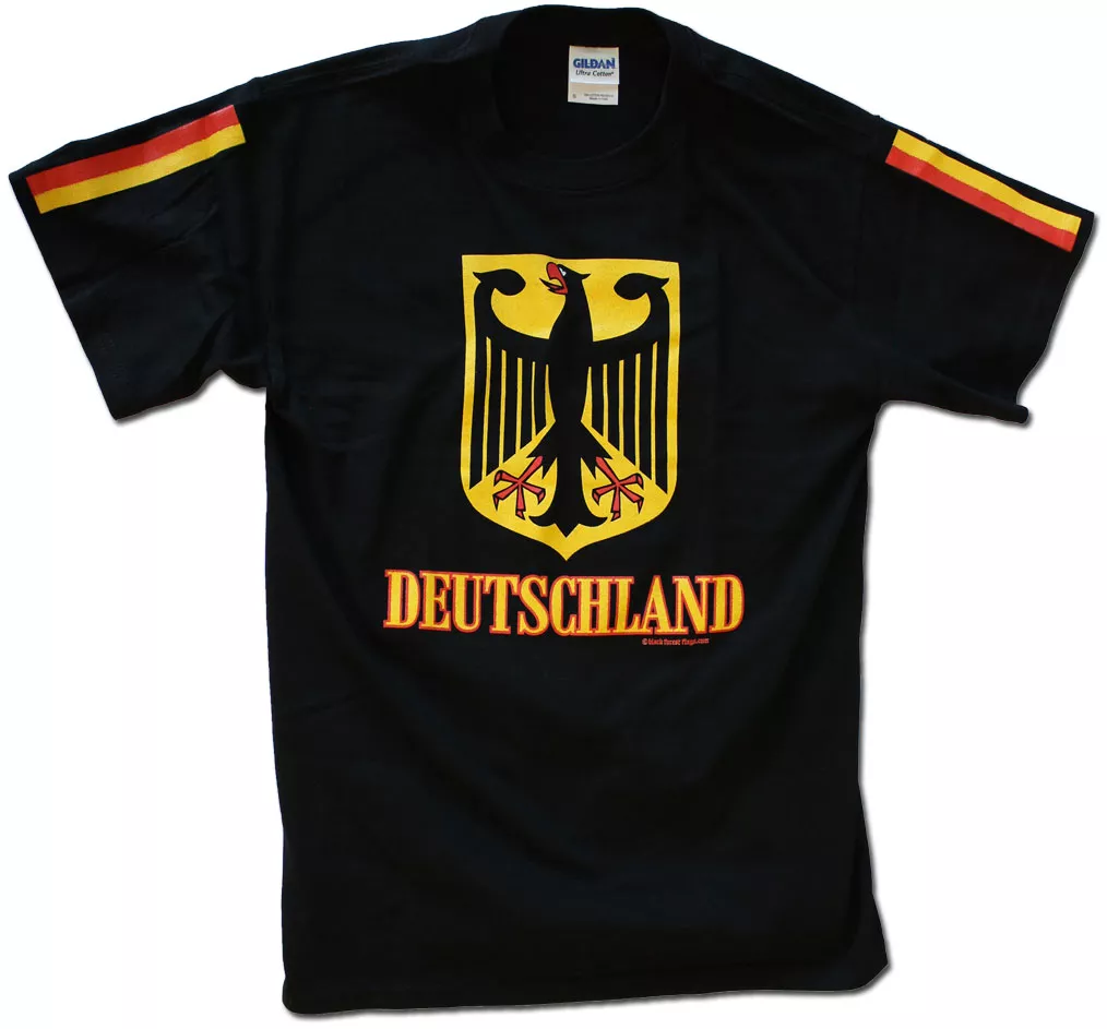 Germany (Black) - Short Sleeved Cotton T-Shirt - S, Black