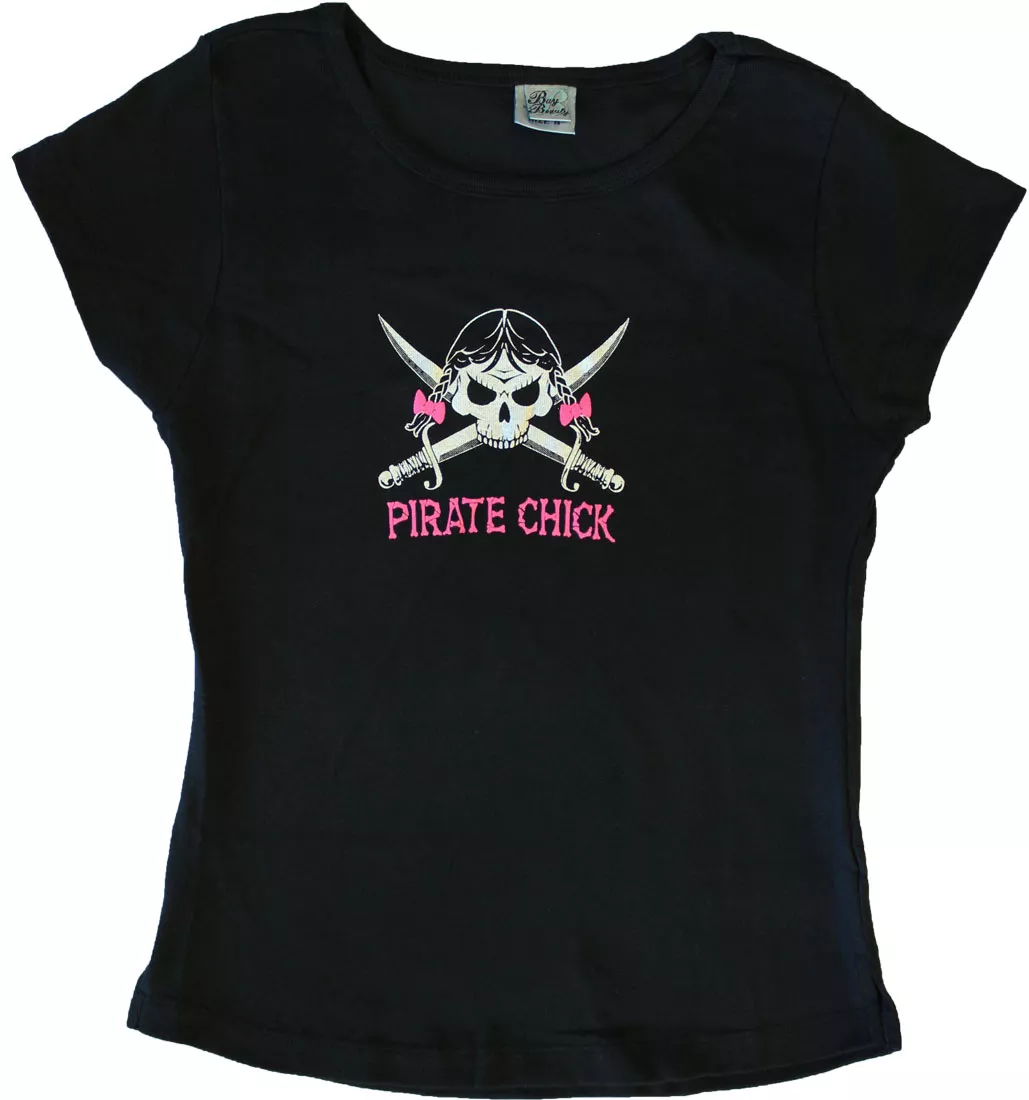 Pirate Chick Cotton Babydoll T-Shirt - S, Black