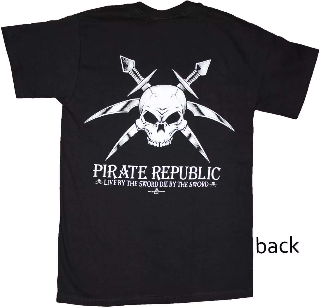 Pirate Republic Cotton T-Shirt - S, Black