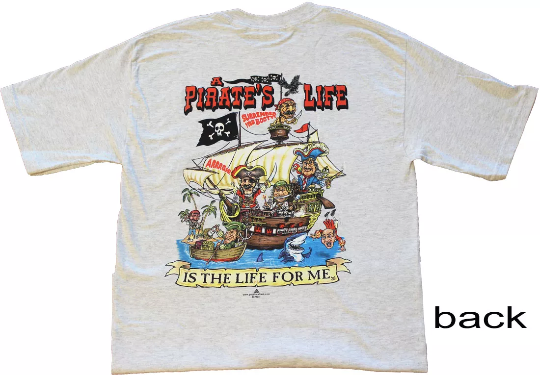 Pirate's Life Cotton T-Shirt - S, Gray, Ash