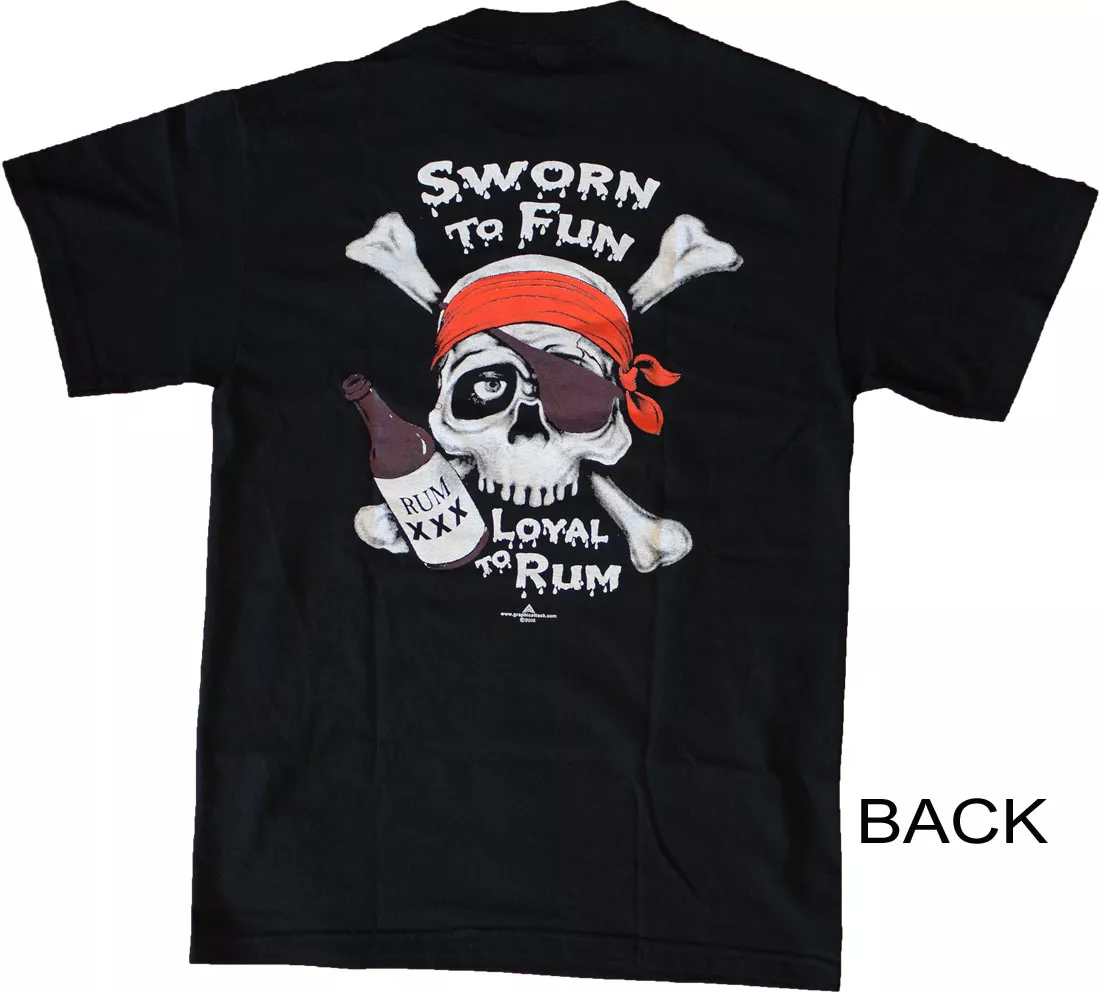 Sworn to Fun Loyal to Rum Cotton T-Shirt - S, Black