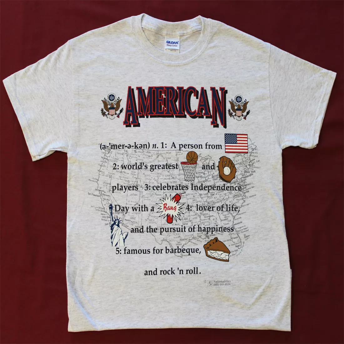 USA Definition T-Shirt - S, Gray, Ash