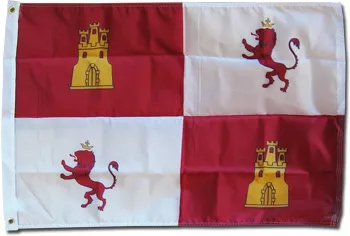Castile and Leon (Lions and Castles) - 2'X3' Nylon Flag - Nylon, Without Fringe, Grommets