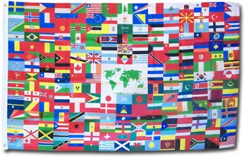 World Flag - 2'X3'  Nylon Flag - Nylon, Without Fringe