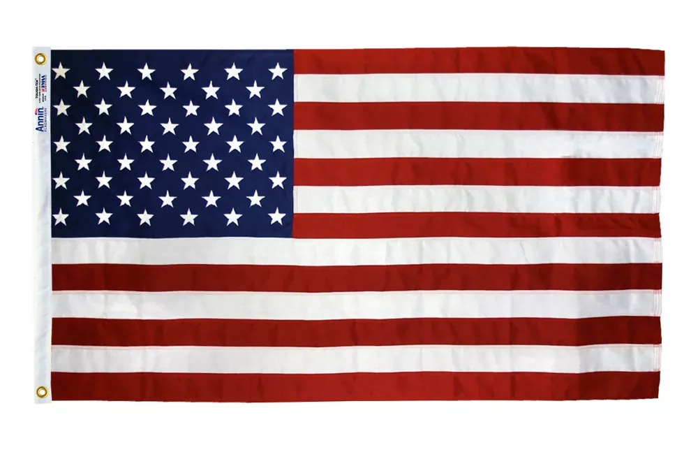 USA - 2.5'X4' Heavy Duty 2-Ply Polyester Flag - Heavy Duty 2-Ply Polyester, 2.5' x 4', Without Fringe, Grommets, Sewn / Embroidered, Sewn