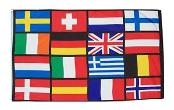16 European Nations - 3'X5' Polyester Flag - Lightweight Polyester, 3' x 5', Without Fringe, Grommets
