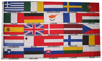 25 European Nations - 3'X5' Polyester Flag - Lightweight Polyester, 3' x 5', Without Fringe, Grommets