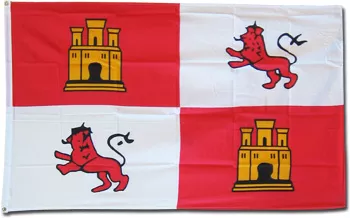 Castile and Leon (Lions and Castles) - 3'X5' Polyester Flag - Lightweight Polyester, 3' x 5', Without Fringe, Grommets