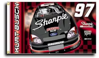 Kurt Busch - 3' x 5' 2-Sided Polyester Flag - Medium Knit Polyester, 3' x 5', Without Fringe, Grommets, Dyed