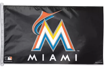 Miami Marlins - 3' x 5' Polyester MLB Flag - Medium Knit Polyester, 3' x 5', Without Fringe, D-Rings, Dyed