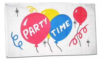 Party Time ! - 3'X5' Polyester Flag - Lightweight Polyester, 3' x 5', Without Fringe, Grommets
