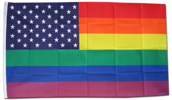 Rainbow Pride/USA - 3'X5' Polyester Flag - Lightweight Polyester, 3' x 5', Without Fringe, Grommets