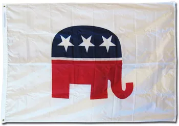Republicans - 3'X5'  Nylon Flag - Nylon, 3' x 5', Without Fringe, Grommets, Dyed