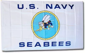Seabees - 3'X5' Polyester Flag (White) - Lightweight Polyester, 3' x 5', Without Fringe, Grommets