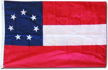 Stars and Bars - 3'X5' Nylon Flag (First Confederate) - Nylon, 3' x 5', Without Fringe