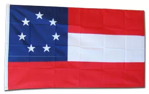 Stars and Bars - 3' x 5' Polyester Flag (First Confederate) - Lightweight Polyester, 3' x 5', Grommets