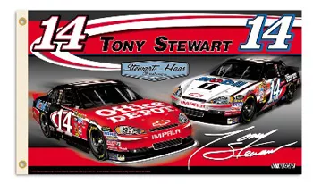 Tony Stewart - 3' x 5' 2-Sided Polyester Flag - Medium Knit Polyester, 3' x 5', Without Fringe, Grommets, Dyed