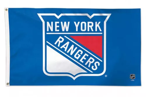 New York Rangers - 3' x 5' NHL Polyester Flag  - Medium Knit Polyester, 3' x 5', Without Fringe, Grommets, Dyed