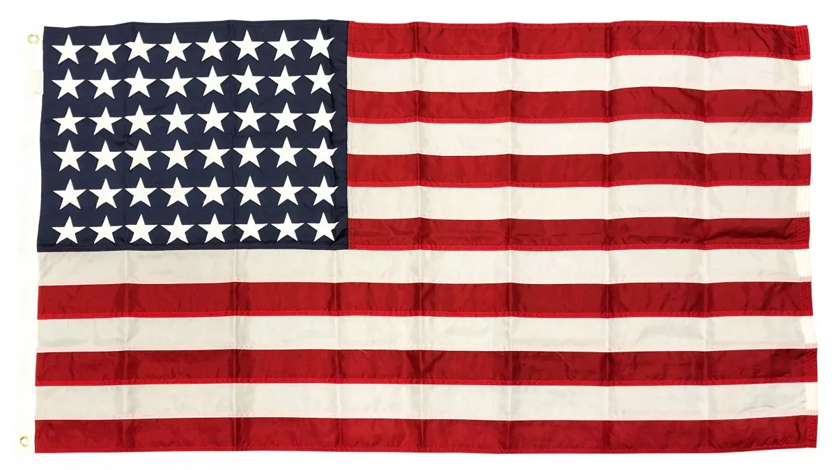 USA (48-Star) - 3'X5' Nylon Flag (sewn) - Nylon, 3' x 5', Without Fringe, Grommets, Sewn / Embroidered, Sewn