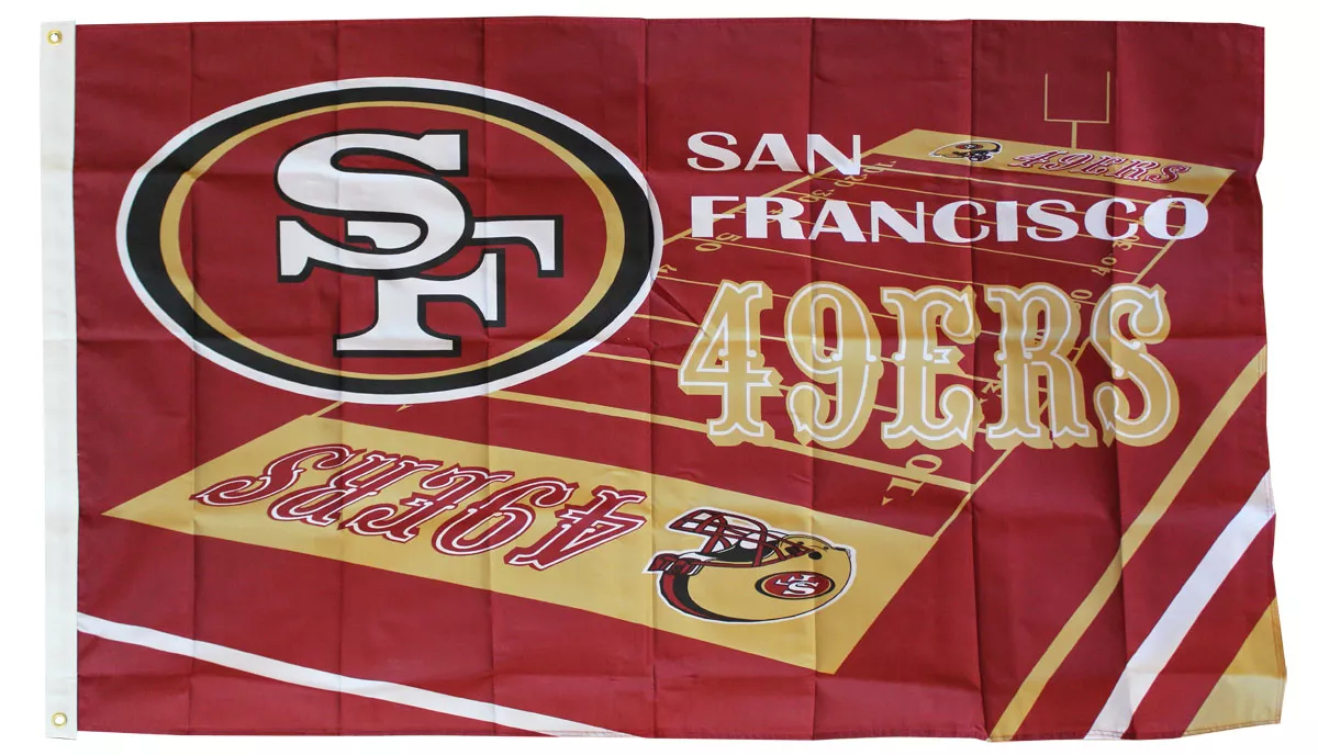 San Francisco 49ers - 3' x 5' NFL Polyester Flag (Field Design) - Medium Knit Polyester, 3' x 5', Without Fringe, Grommets, Dyed