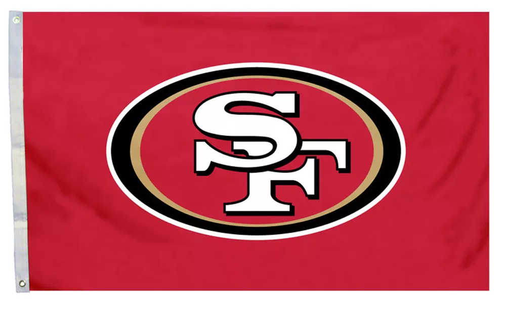 San Francisco 49ers - 3' x 5' NFL Polyester Flag (Logo Design) - Medium Knit Polyester, 3' x 5', Without Fringe, Grommets, Dyed