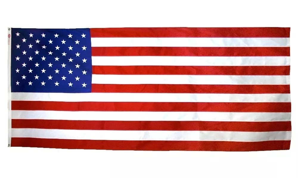 USA - 5'X9.5' Nylon Flag - Nylon, Without Fringe, Grommets, Sewn / Embroidered, Sewn