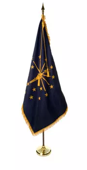 Indiana - 8' Flag Presentation Set - With Fringe, Pole Hem
