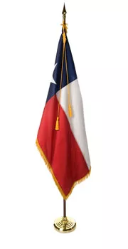 Texas - 7' Flag Presentation Set - With Fringe, Pole Hem