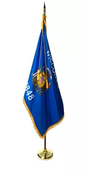 Wisconsin - 8' Flag Presentation Set - With Fringe, Pole Hem