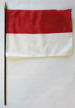 Indonesia - 8"X12" Stick Flag - 8" x 12", Without Fringe