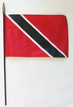 Trinidad and Tobago - 8"X12" Stick Flag - 8" x 12", Without Fringe