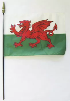 Wales - 8"X12" Stick Flag - 8" x 12", Without Fringe