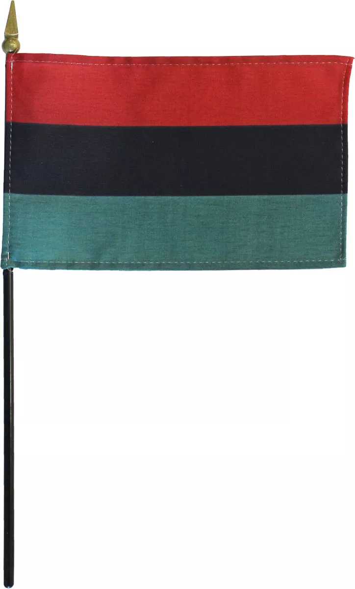  African American - 4"X6" Stick Flag - 4" x 6", Without Fringe