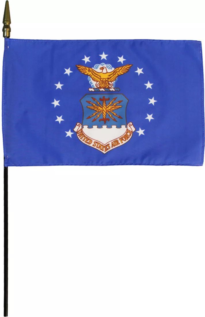 Air Force (Blue) - 8"X12" Stick Flag - 8" x 12", Without Fringe